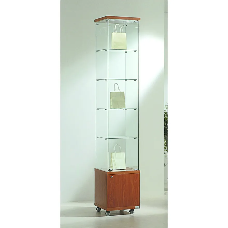 Casa Padrino Luxus Ladenvitrine 40 x 40 cm H. 220 cm mit 2 LED-Spots mit Unterschrank - Ladeneinrichtung - Boutique Möbel - Made in Italy