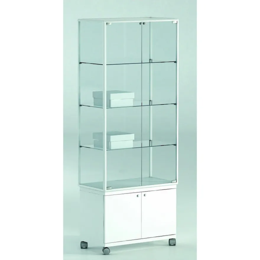 Casa Padrino Luxus Ladenvitrine 91 x 37 cm H. 180 cm mit Unterschrank mit 3 Glasböden - Ladeneinrichtung - Boutique Möbel - Made in Italy