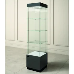 Casa Padrino Luxus Ladenvitrine 46,5 x 46 cm H. 190 cm mit 2 LED-Spots - Ladeneinrichtung - Boutique Möbel - Made in Italy