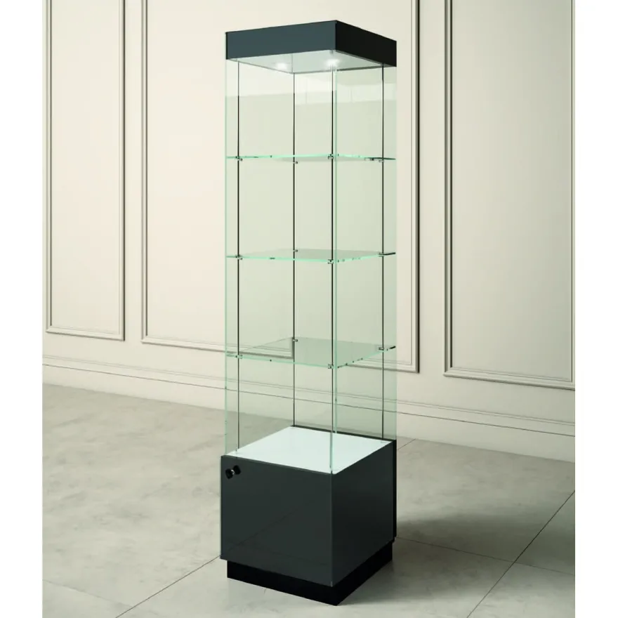 Casa Padrino Luxus Ladenvitrine 46,5 x 46 cm H. 190 cm mit 2 LED-Spots - Ladeneinrichtung - Boutique Möbel - Made in Italy