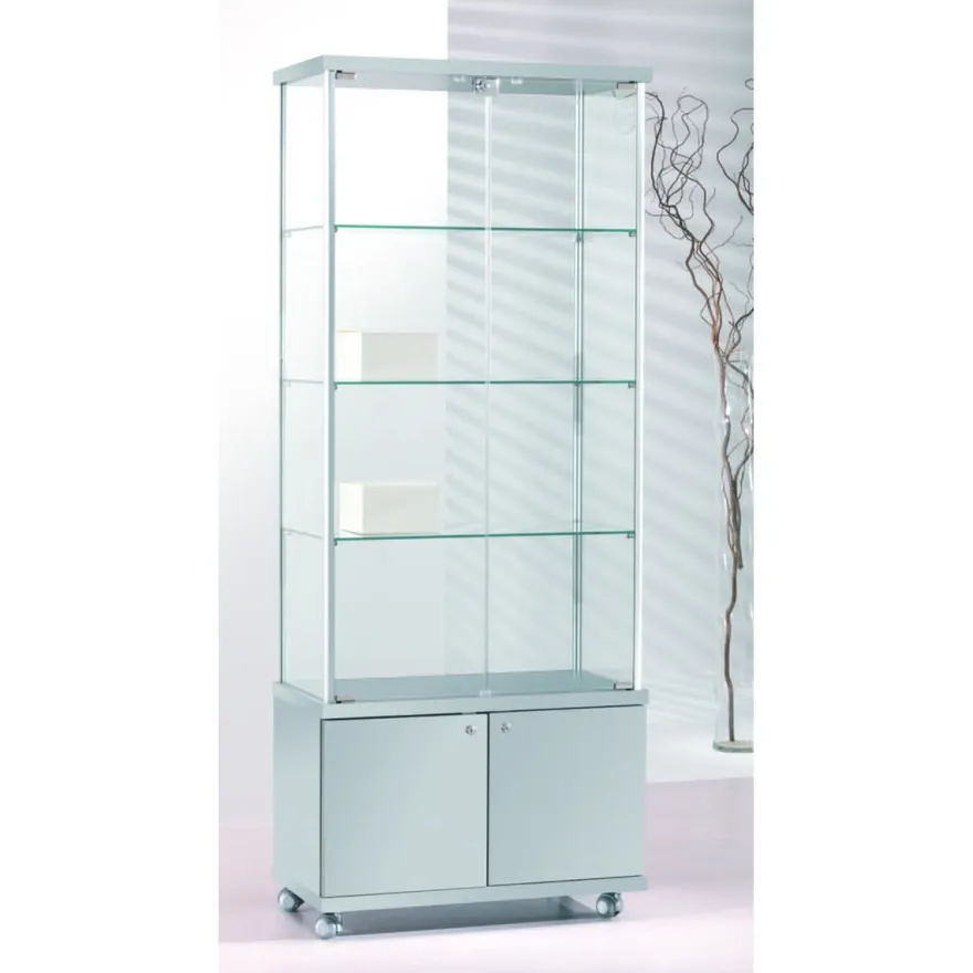 Casa Padrino Luxus Ladenvitrine 93 x 39 cm H. 180 cm mit Unterschrank - Ladeneinrichtung - Boutique Möbel - Made in Italy