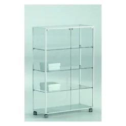 Casa Padrino Luxus Ladenvitrine 71 x 37 cm H. 140 cm mit 3 Glasböden - Ladeneinrichtung - Boutique Möbel - Made in Italy
