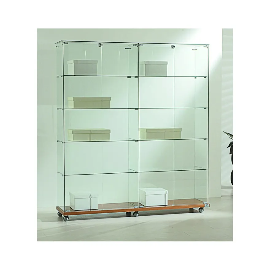 Casa Padrino Luxus Ladenvitrine 157 x 40 cm H. 180 cm mit Glasplatte - Ladeneinrichtung - Boutique Möbel - Made in Italy