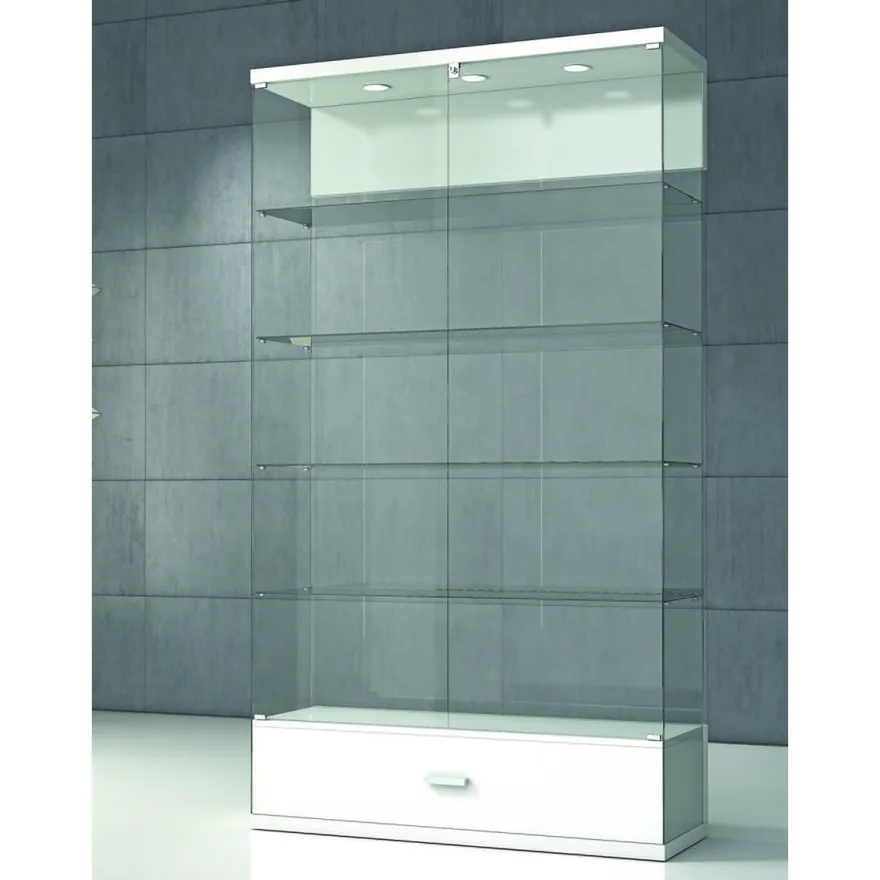 Casa Padrino Luxus Ladenvitrine 120 x 40 cm H. 210 cm mit 3 LED-Spots - Ladeneinrichtung - Boutique Möbel - Made in Italy