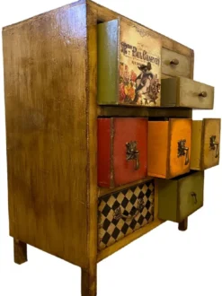 Casa Padrino Luxus Landhausstil Kommode Braun / Mehrfarbig - Handgefertigter Massivholz Schrank mit 8 Schubladen - Landhausstil Möbel