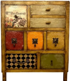 Casa Padrino Luxus Landhausstil Kommode Braun / Mehrfarbig - Handgefertigter Massivholz Schrank mit 8 Schubladen - Landhausstil Möbel