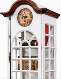 Casa Padrino Luxus Landhausstil Schrank mit Uhr Antik Weiß / Braun 73 x 50,5 x H. 213 cm - Landhausstil Esszimmerschrank - Landhausstil Vitrine - Landhausstil Esszimmer Möbel