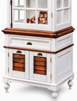 Casa Padrino Luxus Landhausstil Schrank mit Uhr Antik Weiß / Braun 73 x 50,5 x H. 213 cm - Landhausstil Esszimmerschrank - Landhausstil Vitrine - Landhausstil Esszimmer Möbel