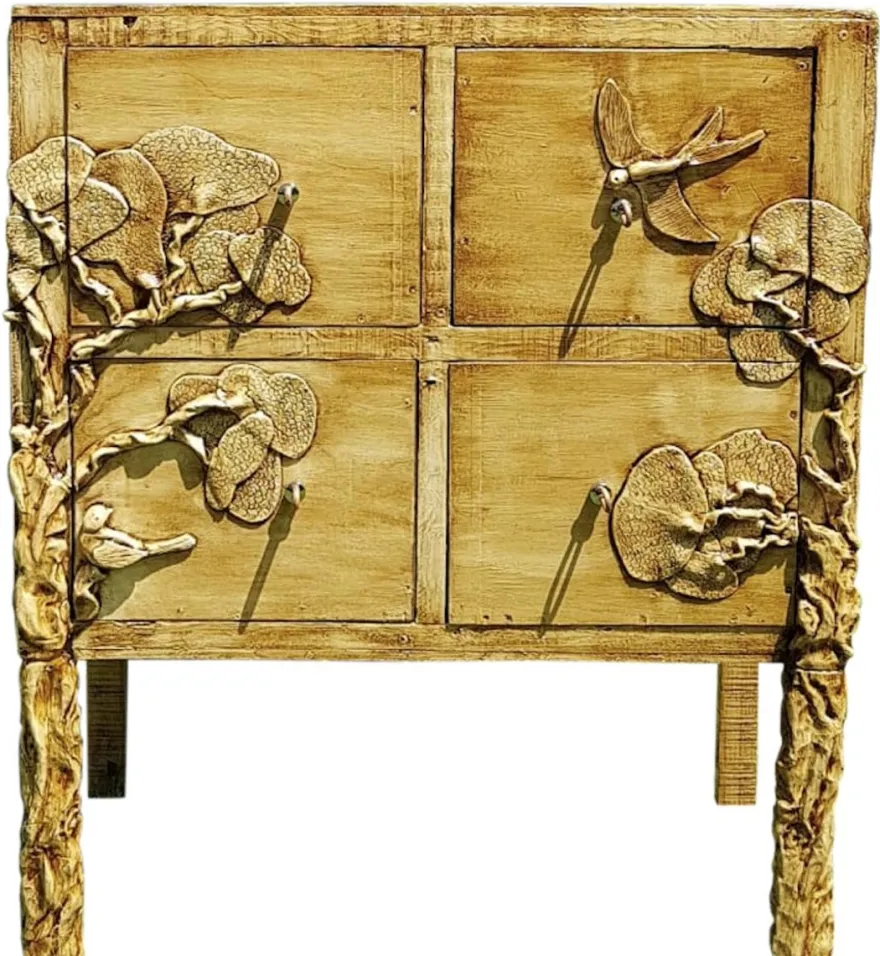 Casa Padrino Luxus Landhausstil Kommode Antik Naturfarben - Handgefertigter Massivholz Schrank mit 4 Schubladen - Landhausstil Möbel
