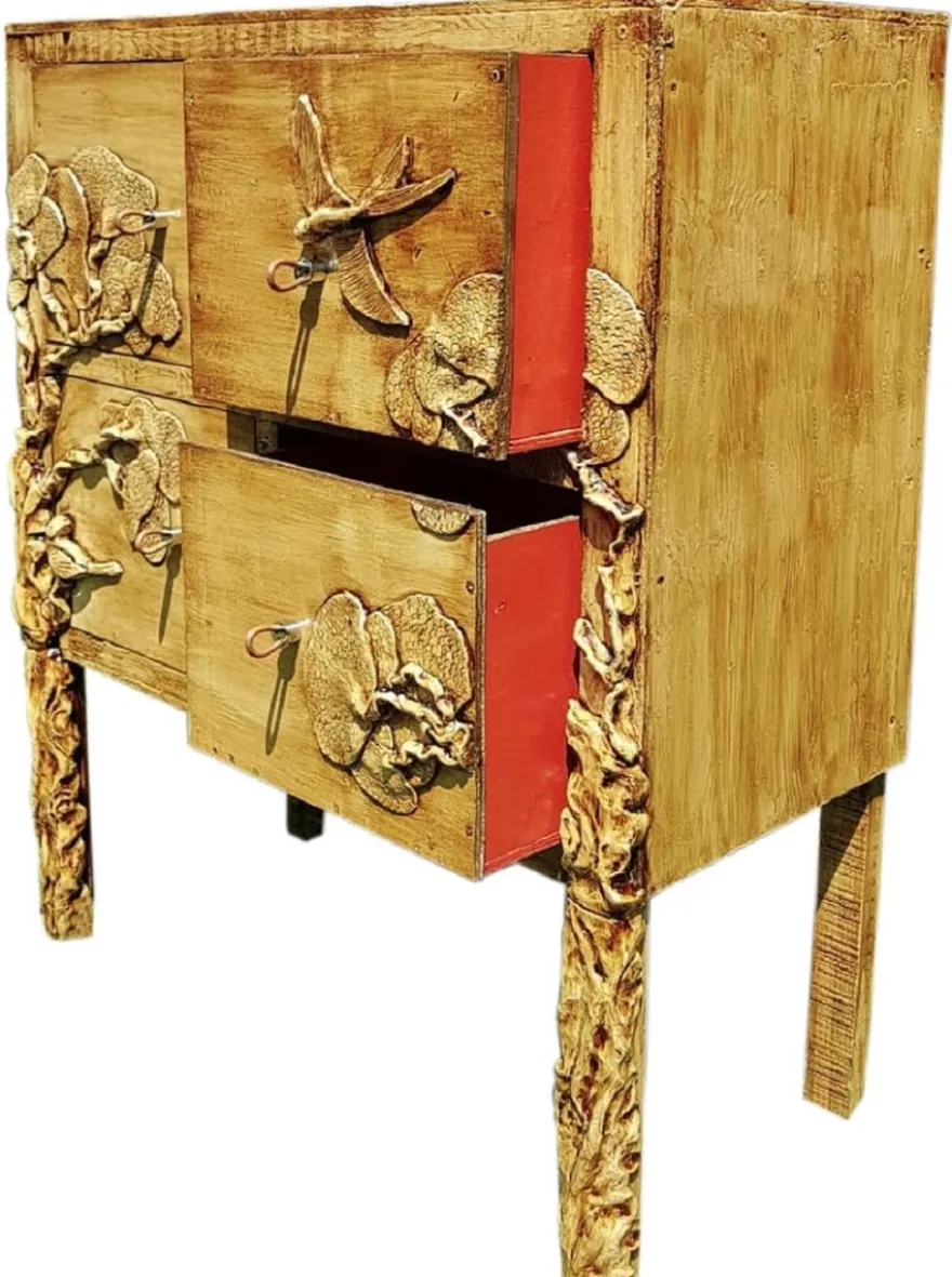 Casa Padrino Luxus Landhausstil Kommode Antik Naturfarben - Handgefertigter Massivholz Schrank mit 4 Schubladen - Landhausstil Möbel