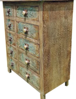 Casa Padrino Luxus Landhausstil Kommode Antik Mehrfarbig - Handgefertigter Massivholz Schrank mit 10 Schubladen - Landhausstil Möbel