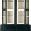 Casa Padrino Luxus Landhausstil Vitrine Schwarz / Weiß 180 x 45 x H. 270 cm - Handgefertigter Vitrinenschrank - Massivholz Küchenschrank - Landhausstil Möbel