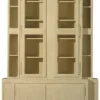 Casa Padrino Luxus Landhausstil Vitrine Beige 180 x 45 x H. 270 cm - Handgefertigter Vitrinenschrank - Massivholz Küchenschrank - Landhausstil Möbel
