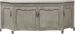 Casa Padrino Luxus Landhausstil Sideboard Grau 205 x 53 x H. 81 cm - Handgefertigter Massivholz Schrank mit 4 Türen - Landhausstil Möbel - Luxus Qualität
