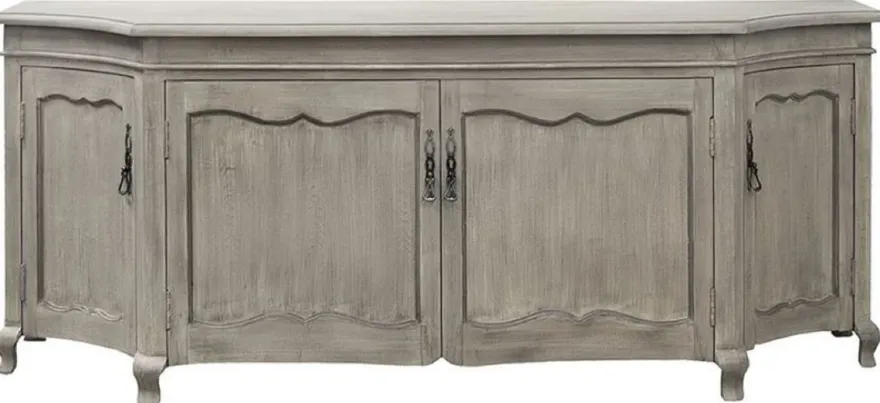Casa Padrino Luxus Landhausstil Sideboard Grau 205 x 53 x H. 81 cm - Handgefertigter Massivholz Schrank mit 4 Türen - Landhausstil Möbel - Luxus Qualität