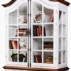 Casa Padrino Luxus Landhausstil Schrank Antik Weiß / Braun 140 x 51,5 x H. 246,5 cm - Landhausstil Esszimmerschrank mit 4 Türen und 2 Schubladen - Landhausstil Vitrine - Landhausstil Esszimmer Möbel
