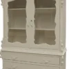 Casa Padrino Luxus Landhausstil Küchenschrank Antik Cremefarben 150 x 60 x H. 255 cm - Handgefertigter Massivholz Schrank mit 2 Glastüren und 3 Schubladen - Landhausstil Küchen Möbel - Luxus Qualität