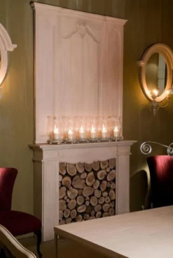 Casa Padrino Luxus Landhausstil Massivholz Kaminumrandung Grau - Landhausstil Wohnzimmer & Hotel Möbel - Luxus Qualität