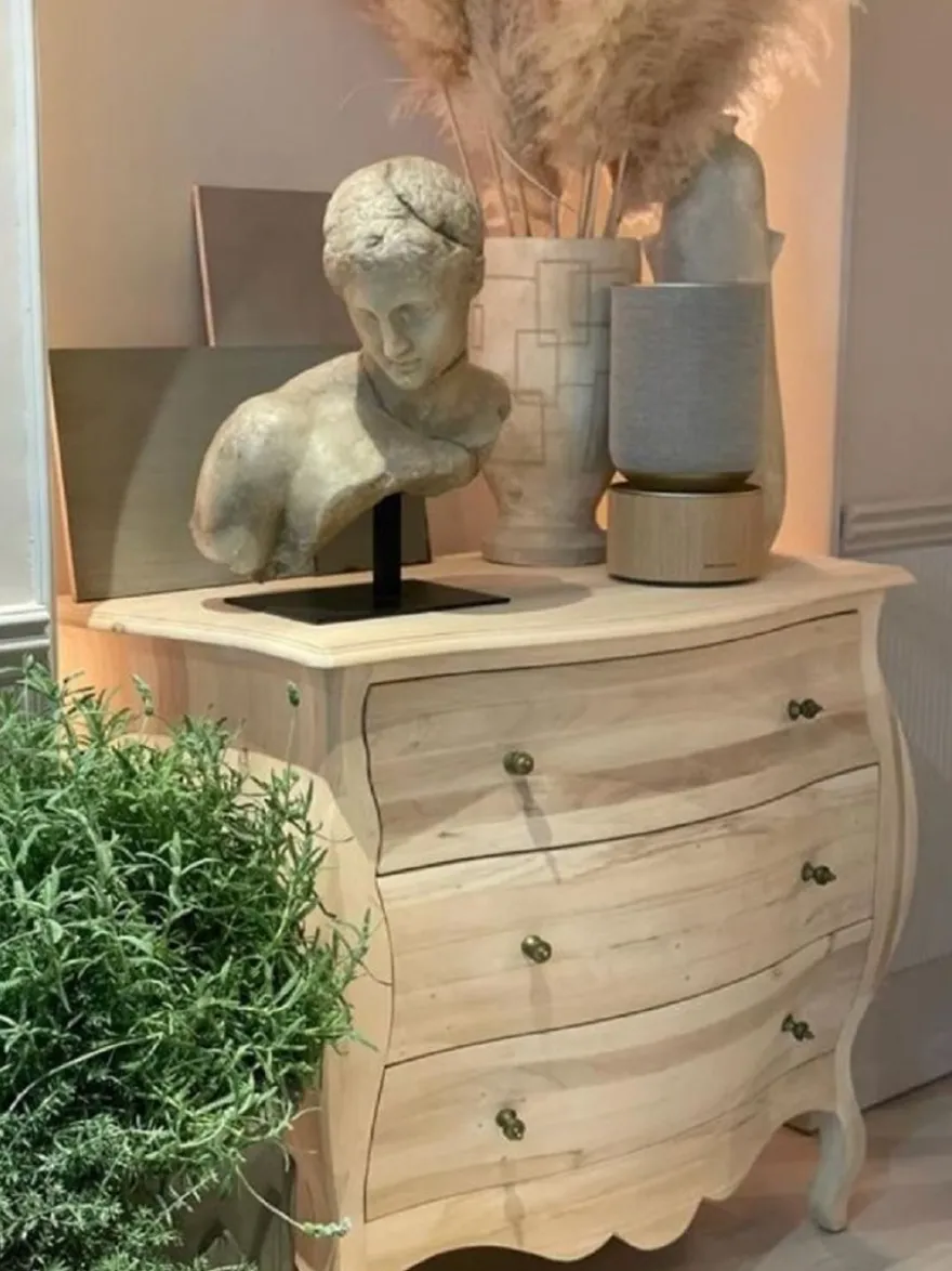 Casa Padrino Luxus Landhausstil Massivholz Kommode mit 3 Schubladen Naturfarben - Handgefertigte Landhausstil Möbel - Luxus Qualität
