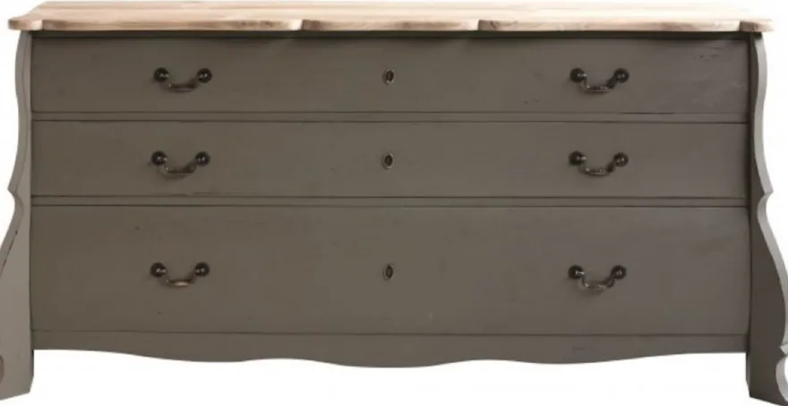 Casa Padrino Luxus Landhausstil Massivholz Kommode mit 3 Schubladen Antik Grau / Naturfarben 187 x 50 x H. 90 cm - Landhausstil Möbel - Luxus Qualität