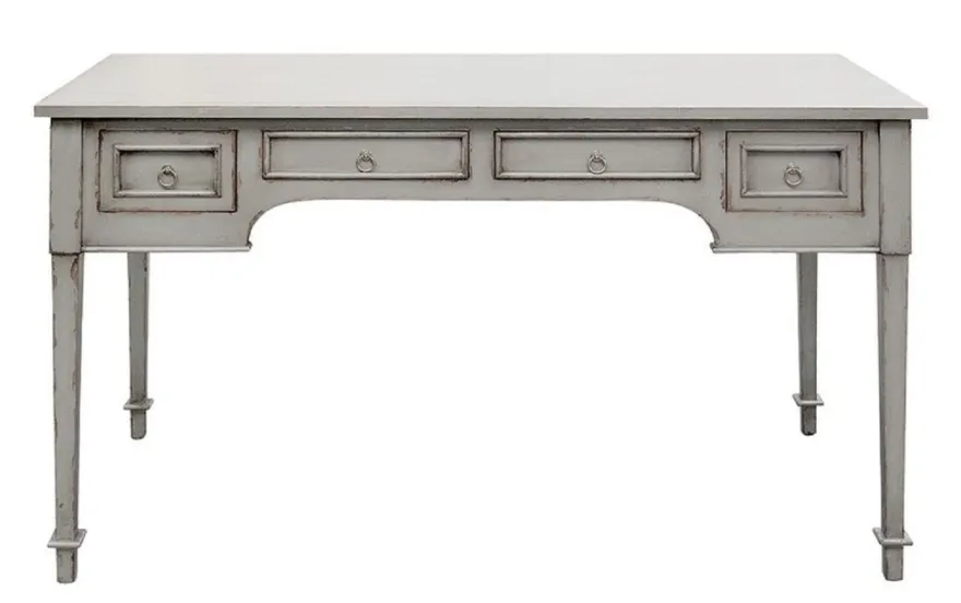 Casa Padrino Luxus Landhausstil Schreibtisch mit 4 Schubladen Antik Grau 100 x 65 x H. 75 cm - Handgefertigter Massivholz Sekretär - Büromöbel im Landhausstil