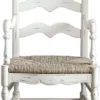 Casa Padrino Luxus Landhausstil Shabby Chic Esszimmer Stuhl mit Armlehnen Antik Weiß / Naturfarben 55 x 50 x H. 90 cm - Luxus Esszimmer Möbel im Landhausstil