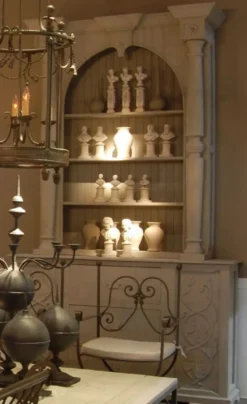 Casa Padrino Luxus Landhausstil Schrank Hellgrau - Handgefertigter Massivholz Regalschrank - Wohnzimmerschrank - Esszimmerschrank - Landhausstil Möbel