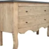 Casa Padrino Luxus Landhausstil Massivholz Kommode mit 2 Schubladen Naturfarben / Grau 130 x 40 x H. 80 cm - Landhausstil Möbel - Luxus Qualität