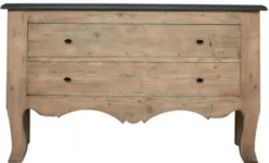 Casa Padrino Luxus Landhausstil Massivholz Kommode mit 2 Schubladen Naturfarben / Grau 130 x 40 x H. 80 cm - Landhausstil Möbel - Luxus Qualität