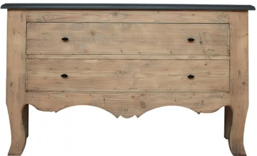 Casa Padrino Luxus Landhausstil Massivholz Kommode mit 2 Schubladen Naturfarben / Grau 130 x 40 x H. 80 cm - Landhausstil Möbel - Luxus Qualität