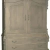 Casa Padrino Luxus Landhausstil Küchenschrank Grau 150 x 60 x H. 255 cm - Handgefertigter Massivholz Schrank mit 2 Türen und 3 Schubladen - Landhausstil Küchen Möbel - Luxus Qualität