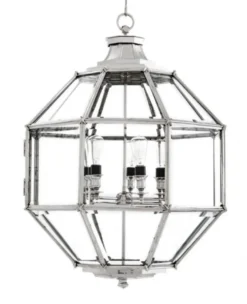 Casa Padrino Luxus Laterne Hängeleuchte im Barock Stil Nickel - Durchmesser 80 x H 98 cm