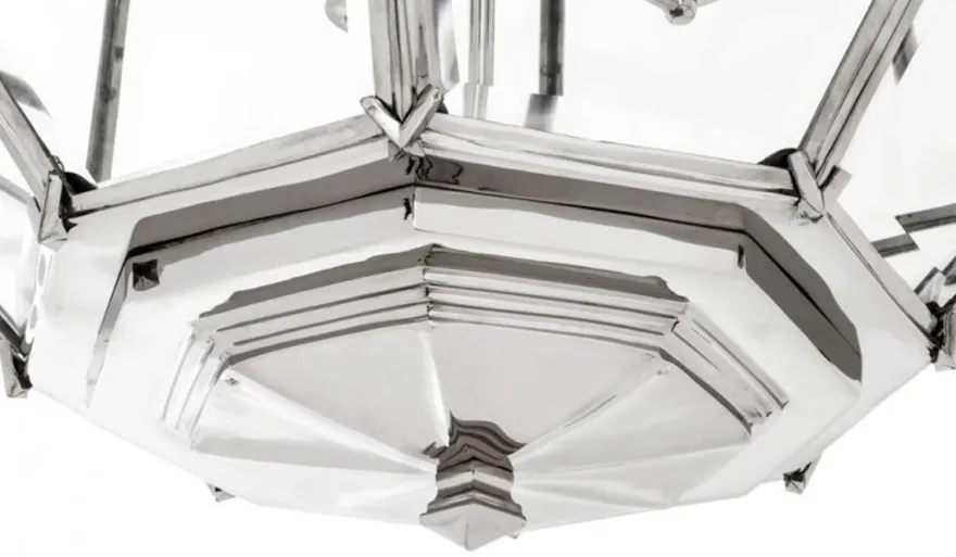 Casa Padrino Luxus Laterne Hängeleuchte im Barock Stil Nickel - Durchmesser 80 x H 98 cm