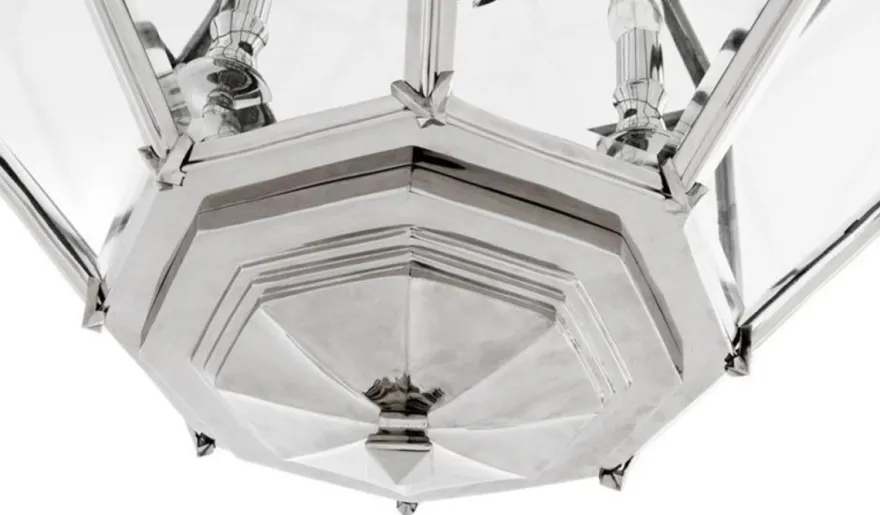 Casa Padrino Luxus Laterne - Luxus Nickel Hängeleuchte, Durchmesser 60 x H 85 cm