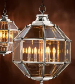 Casa Padrino Luxus Laterne - Luxus Nickel Hängeleuchte, Durchmesser 60 x H 85 cm
