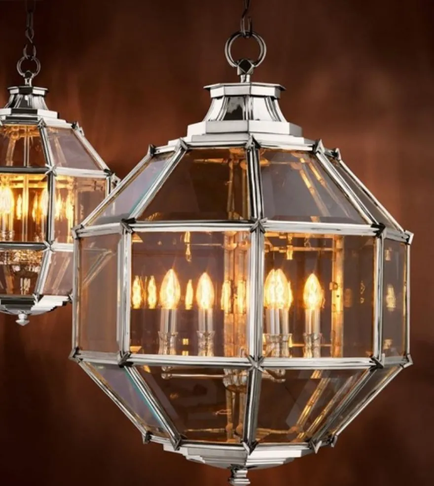 Casa Padrino Luxus Laterne - Luxus Nickel Hängeleuchte, Durchmesser 60 x H 85 cm
