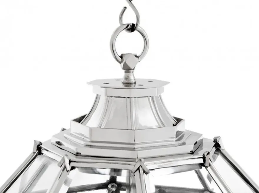 Casa Padrino Luxus Laterne - Luxus Nickel Hängeleuchte, Durchmesser 60 x H 85 cm
