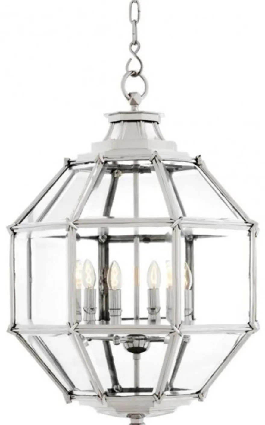 Casa Padrino Luxus Laterne - Luxus Nickel Hängeleuchte, Durchmesser 60 x H 85 cm