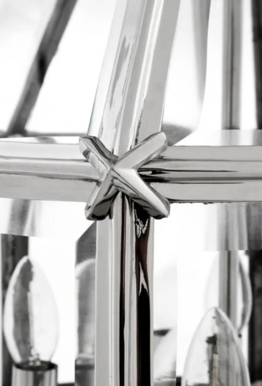 Casa Padrino Luxus Laterne - Luxus Nickel Hängeleuchte, Durchmesser 60 x H 85 cm
