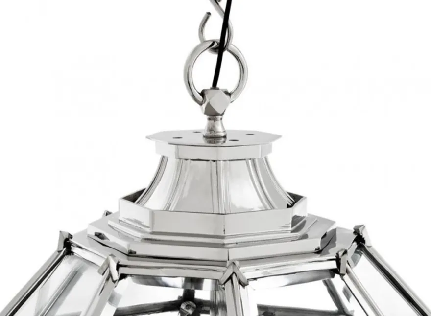 Casa Padrino Luxus Laterne - Luxus Nickel Hängeleuchte, Durchmesser 60 x H 85 cm
