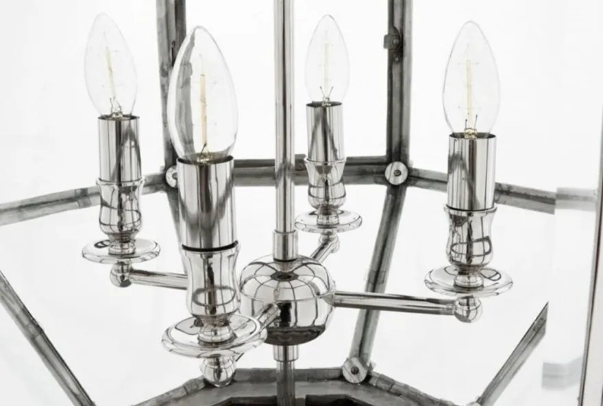 Casa Padrino Luxus Laterne - Luxus Nickel Hängeleuchte, Durchmesser 60 x H 85 cm