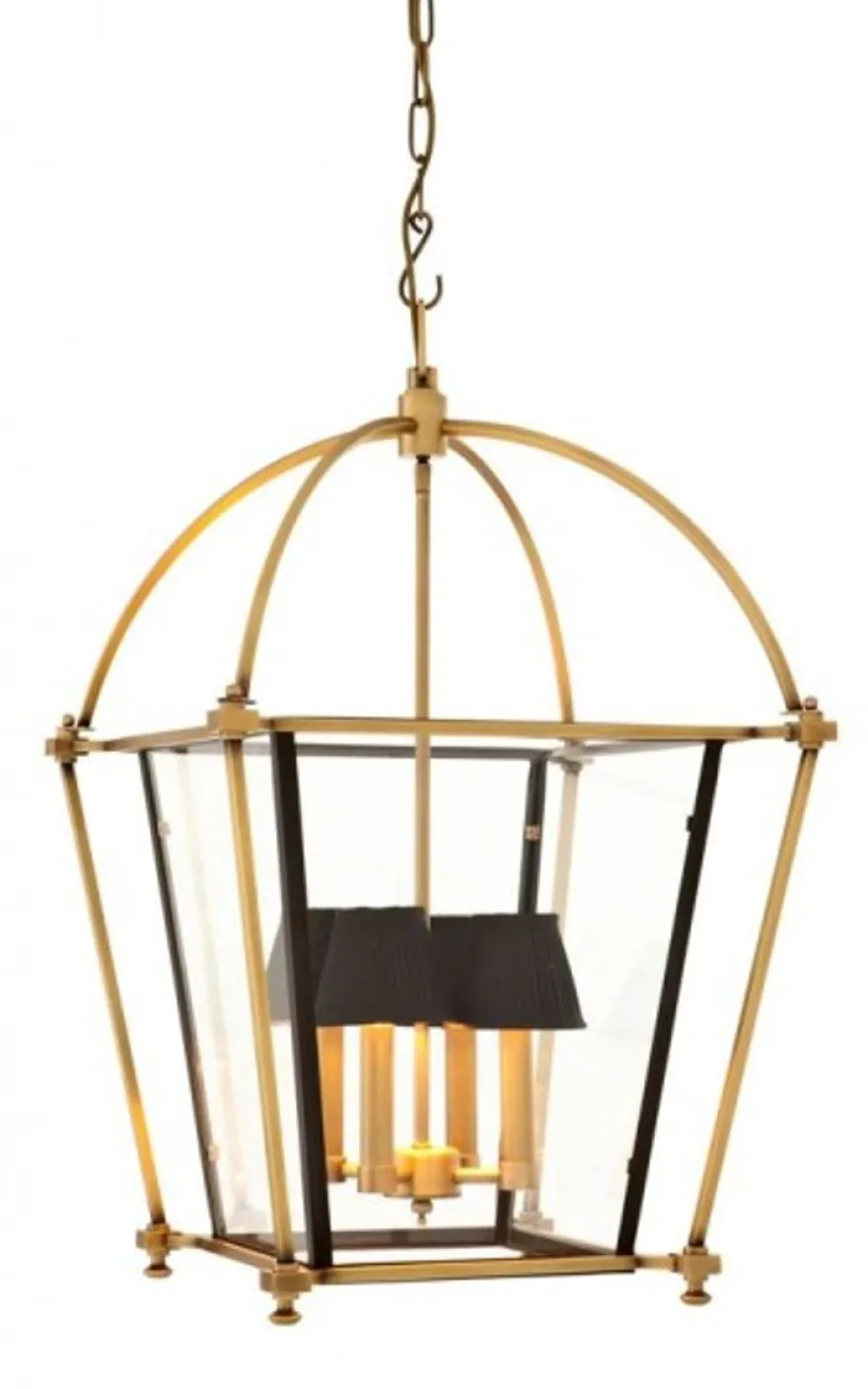 Casa Padrino Luxus Laterne - Luxus Hängeleuchte aus Messing in Messing & Bronze 68 x 68 x H 75 cm