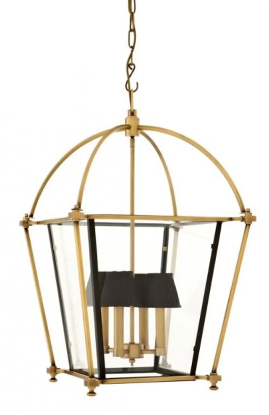 Casa Padrino Luxus Laterne - Luxus Hängeleuchte aus Messing in Messing & Bronze 68 x 68 x H 75 cm