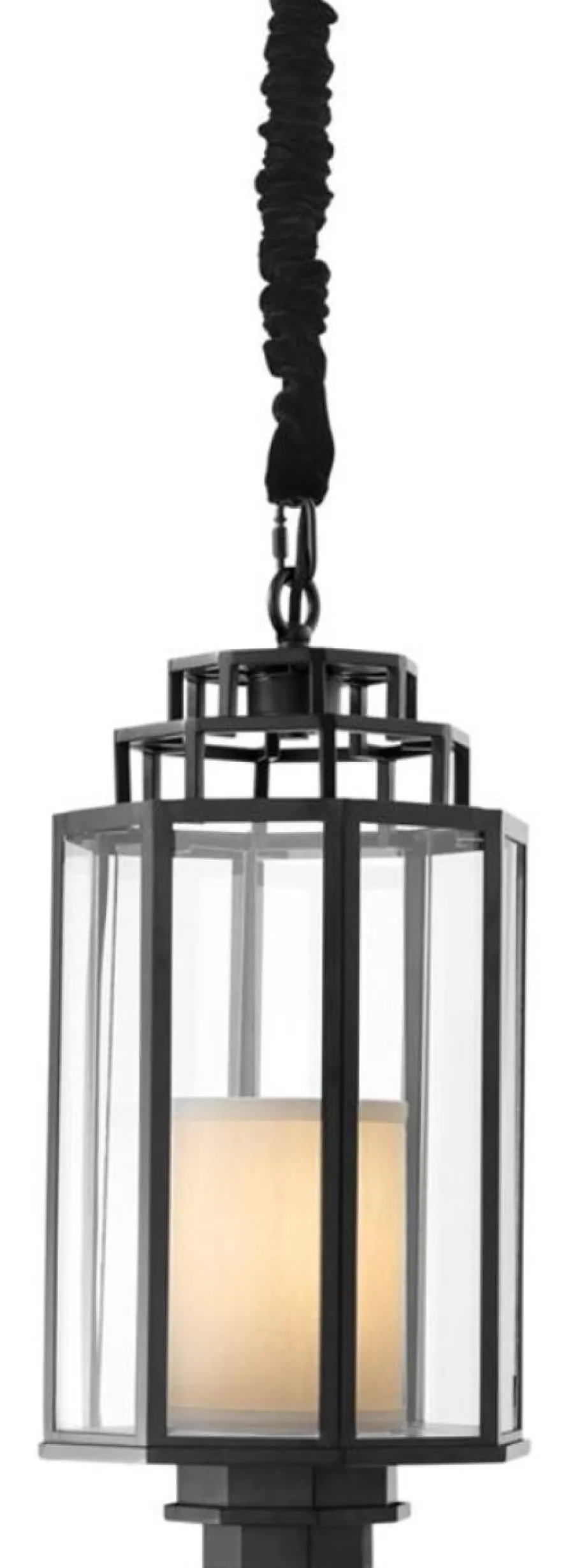 Casa Padrino Luxus Laterne Schwarz 24 x H. 41 cm - Hotel Restaurant Hängeleuchte