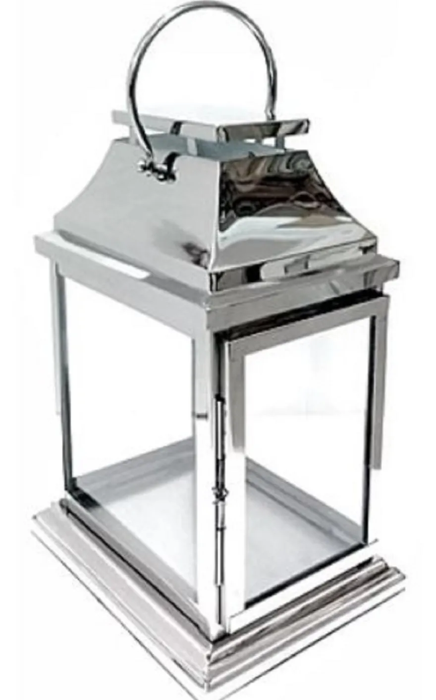 Casa Padrino Luxus Laterne Silber 30 x 22 x H. 44 cm - Hotel & Restaurant Deko Accessoires