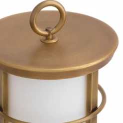 Casa Padrino Luxus LED Außentischleuchte Antik Messing / Weiß Ø 17,5 x H. 31 cm