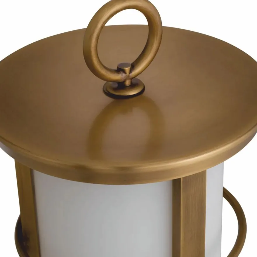 Casa Padrino Luxus LED Außentischleuchte Antik Messing / Weiß Ø 29 x H. 60 cm
