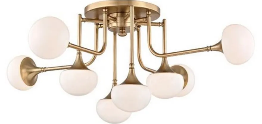 Casa Padrino Luxus LED Deckenleuchte Antik Messingfarben / Weiß Ø 92,7 x H. 36,8 cm - Deckenlampe mit kugelförmigen Glas Lampenschirmen - Luxus Qualität