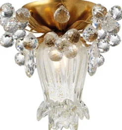 Casa Padrino Luxus LED Deckenleuchte Gold Ø 15 x H. 17 cm - Deckenleuchte mit edlem Swarovski Kristallglas - Wohnzimmer Deckenleuchte - Hotel Deckenleuchte