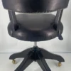 Casa Padrino Luxus Leder Bürostuhl Schwarz / Schwarz 58 x 65 x H. 80-87 cm - Höhenverstellbarer Schreibtischstuhl - Echtleder Drehstuhl - Luxus Möbel - Büro Möbel - Echtleder Möbel - Möbel Luxus